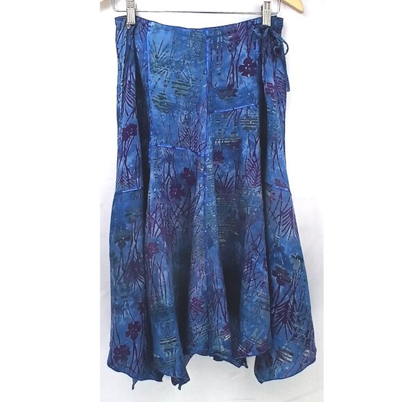 The Pyramid Collection Blue Purple Festival Handkerchief Midi Skirt Like New - Picture 2 of 10
